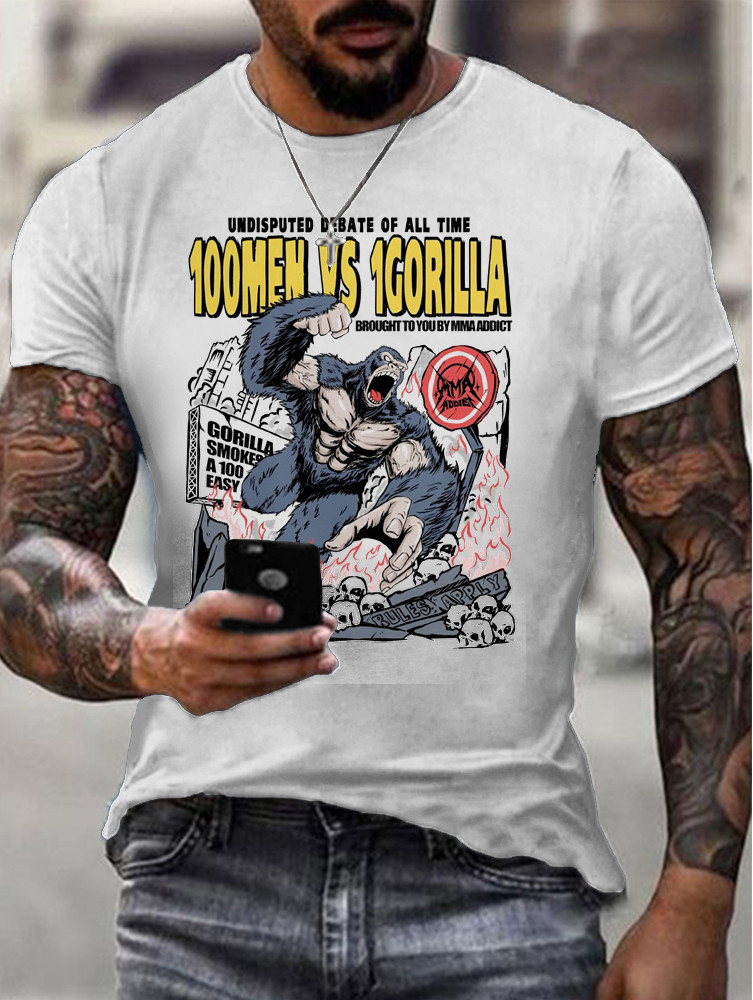 100 Men Vs. 1 Silverback Gorilla In Hand to Hand Combat T-Shirt Oregontrailrvpk Shirt