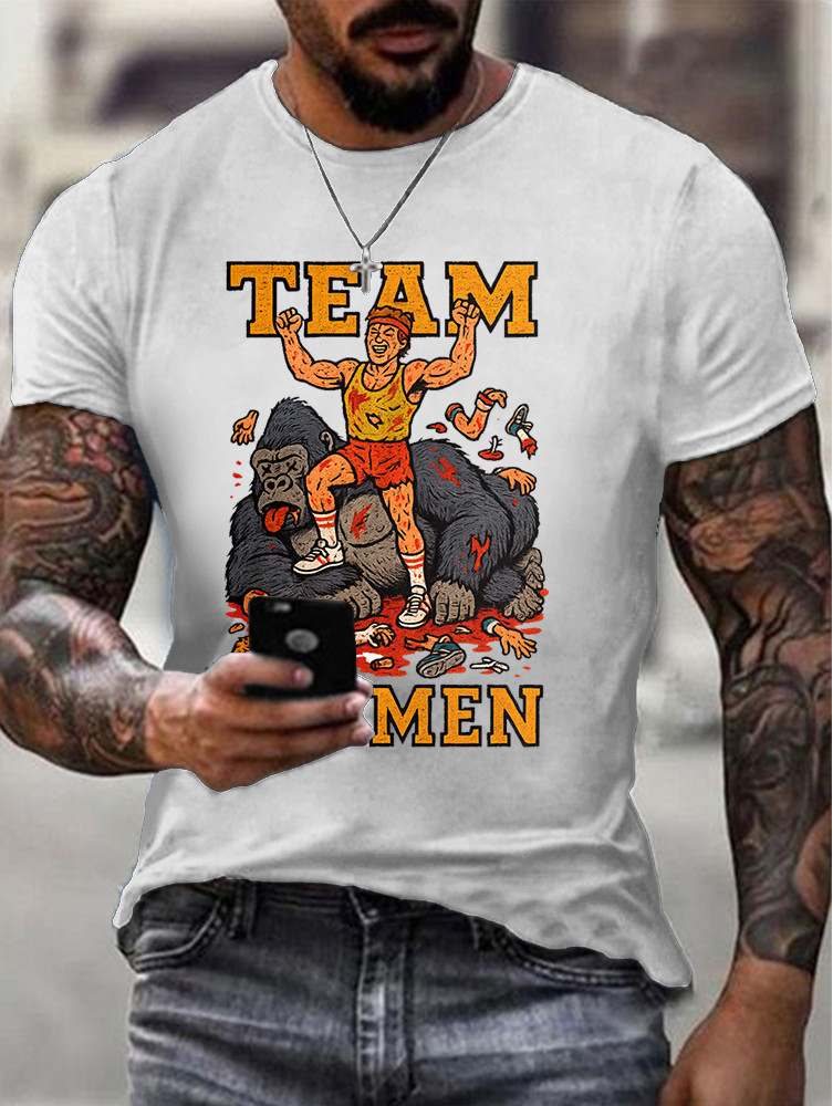 100 Men Vs. 1 Silverback Gorilla In Hand to Hand Combat White Shirt Oregontrailrvpk Shirt