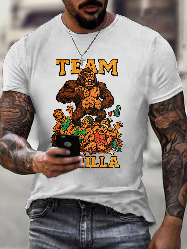 100 Men Vs. 1 Silverback Gorilla In Hand to Hand Combat White Tshirt Oregontrailrvpk Shirt