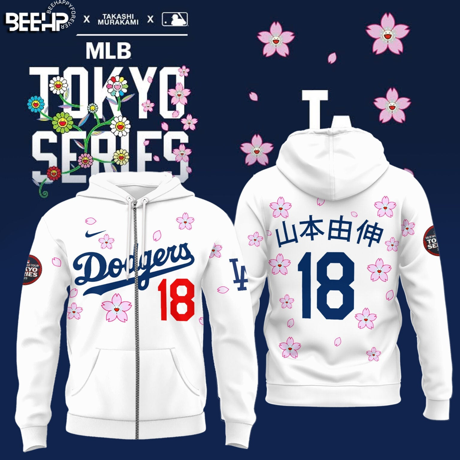 18 Los Angeles Dodgers Takashi Murakami Tokyo Series 2025 Zip Hoodie