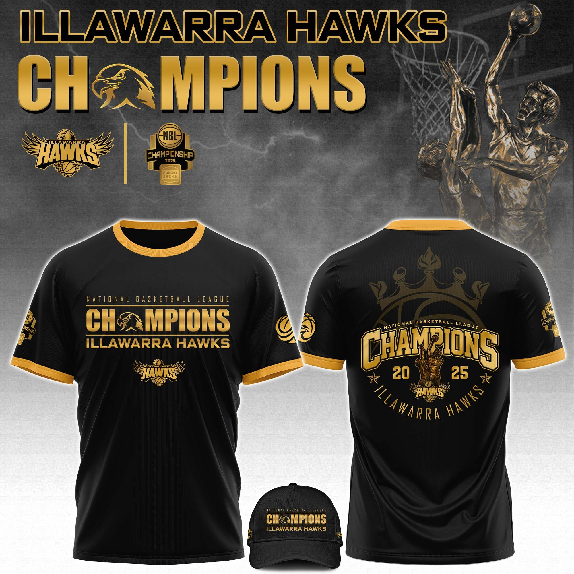 1Illawarra Hawks NBL Champions Limited Edition T-Shirt Basketball Oregontrailrvpk Shirt