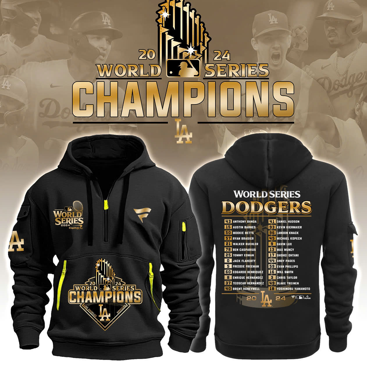 2024 Premium Los Angeles Dodgers Zip Hoodie Basketball