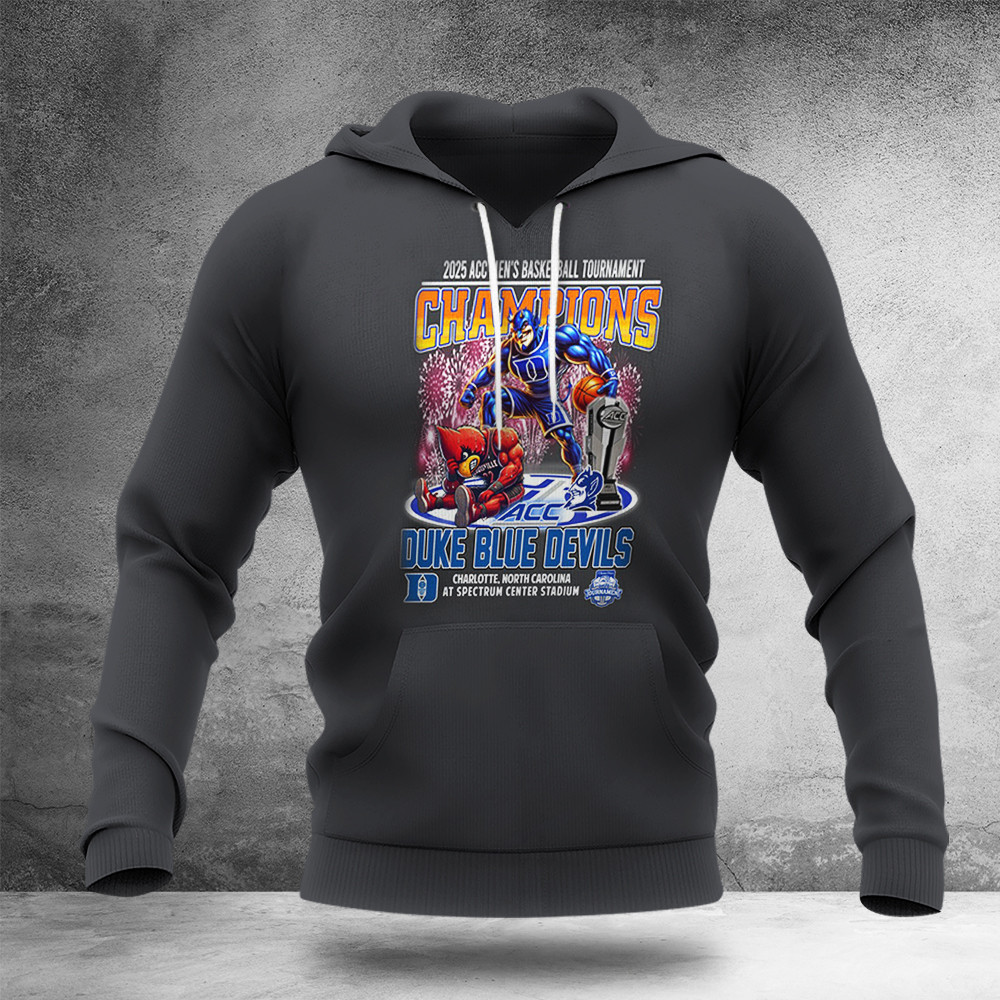 2025 ACC Men's Basketball Tournament Champions Duke Blue Devils Mascot Hoodie