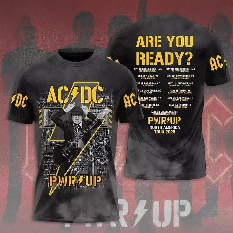 2025 ACDC Pwr Up World Tour Shirt Gifts For Rock Band Fans Oregontrailrvpk Shirt