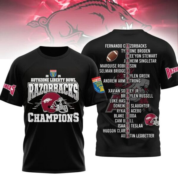 2025 Arkansas Razorbacks Shirt Arkansas Razorback Liberty Bowl Champions T-Shirt Presents For Son Oregontrailrvpk Shirt