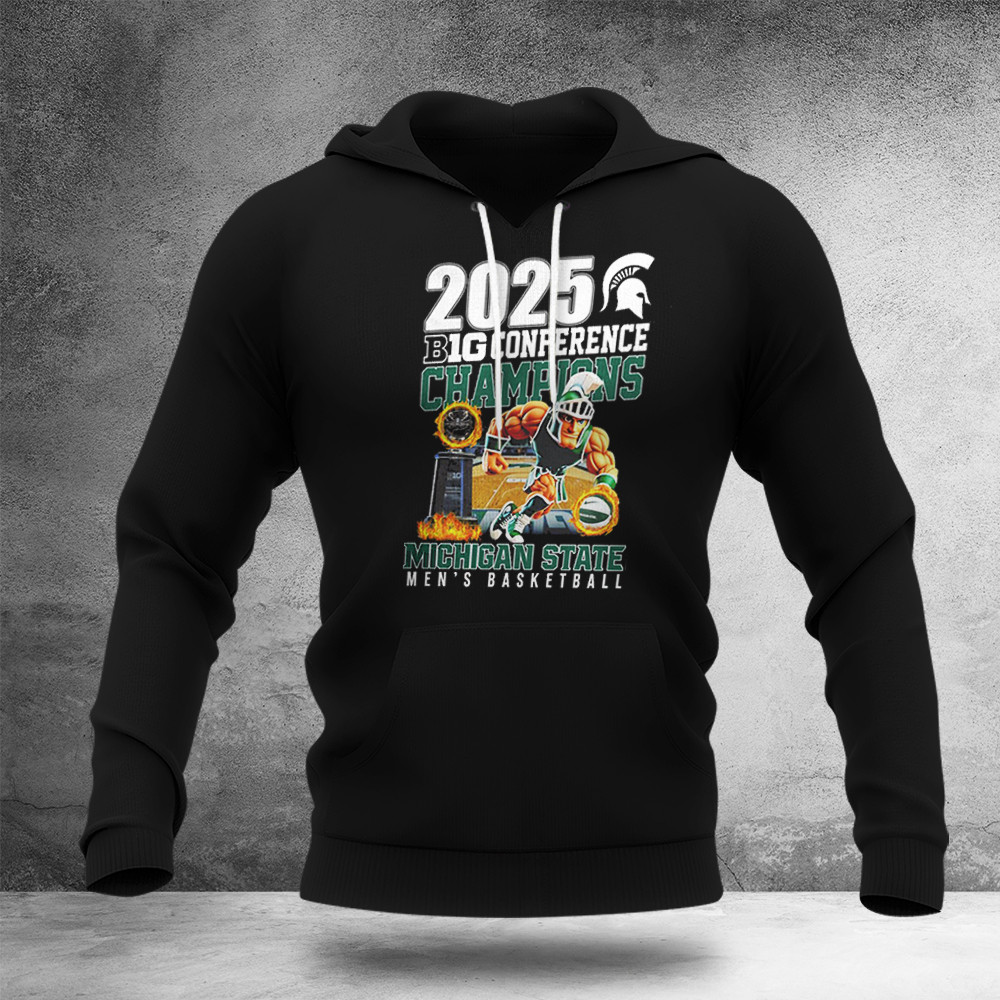 2025 B1G Conference Champions Michigan State Men'S Basketball Mascot Hoodie