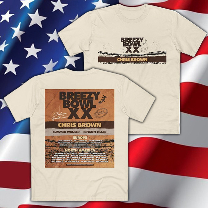 2025 Chris Breezy Bowl XX Tour 2 Side T-Shirt For Chris Brown Fans Oregontrailrvpk Shirt