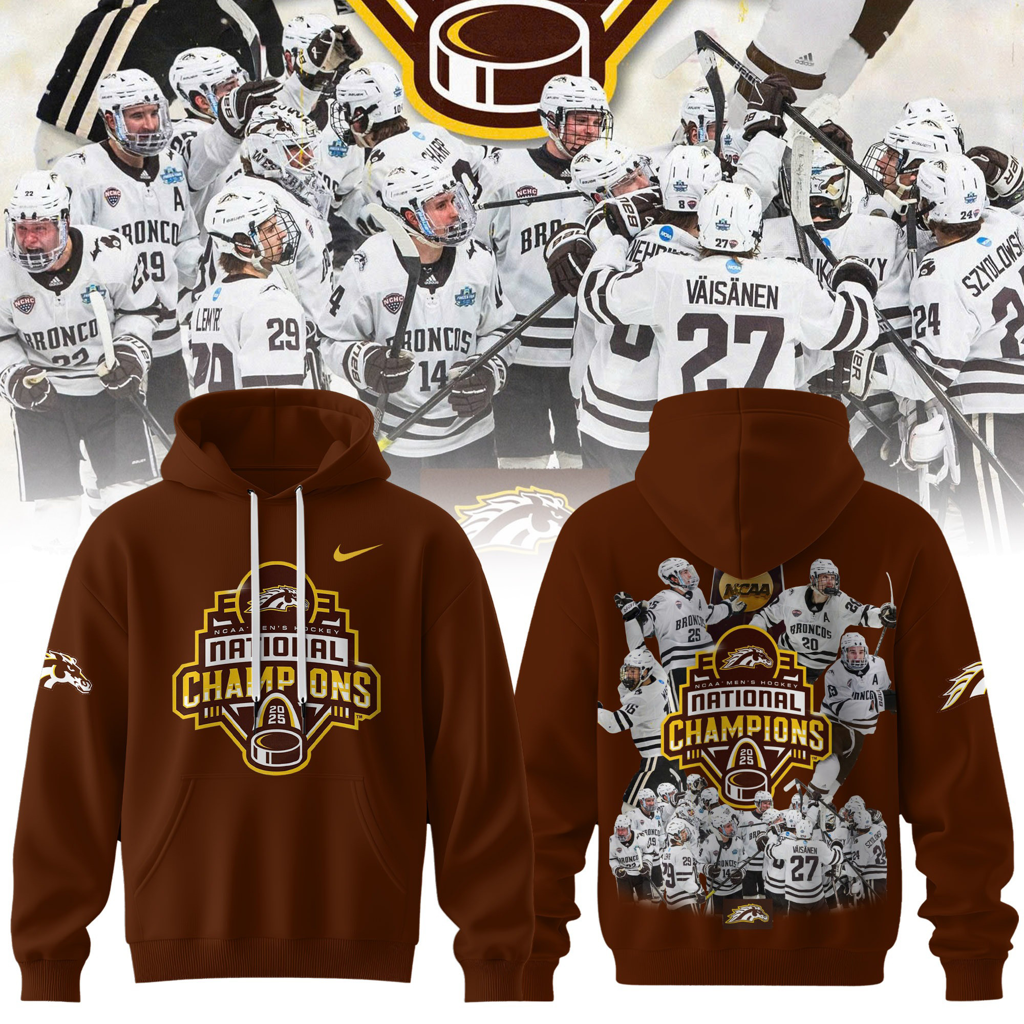 2025 NCAA Division Men's Ice Hockey Championship Champion Hoodie Gift Ideas For Hockey Fans