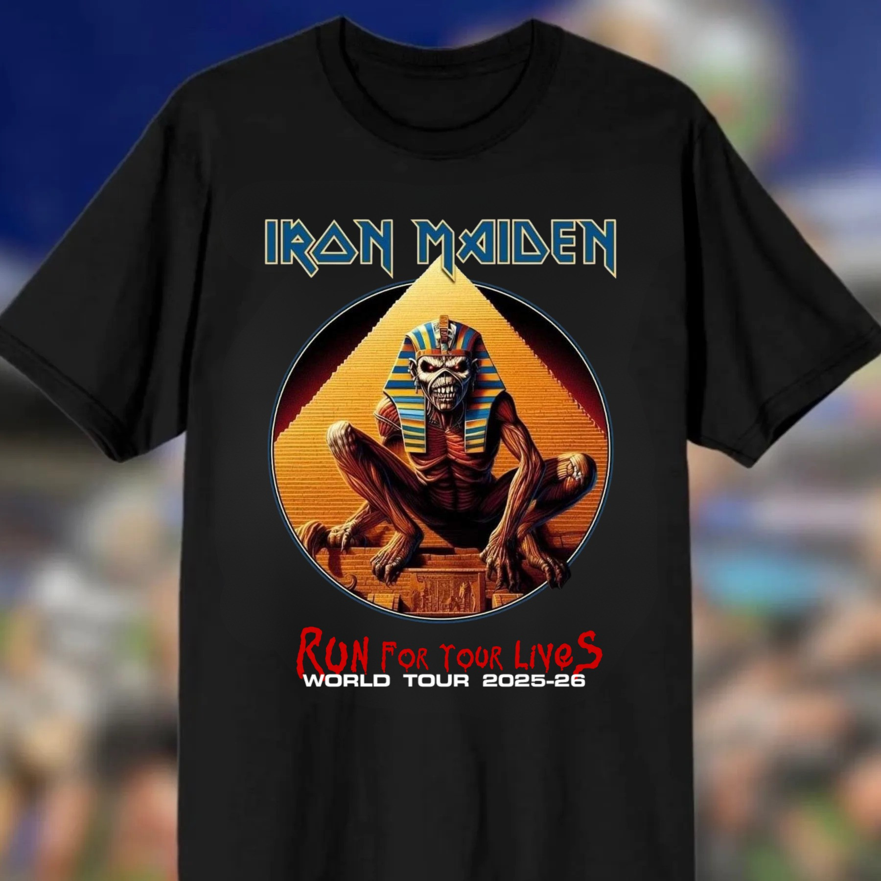 2025 World Tour Run for Your Lives Powerslave T-Shirt Oregontrailrvpk Shirt