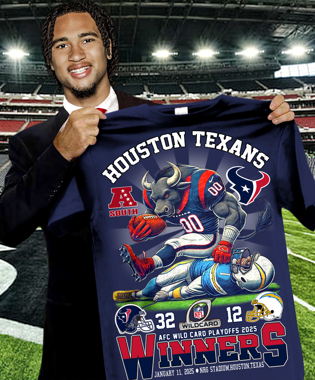 32 12 AFC Wild Card Playoffs 2025 Winners Houston Texans T-Shirt Football Gifts Oregontrailrvpk Shirt