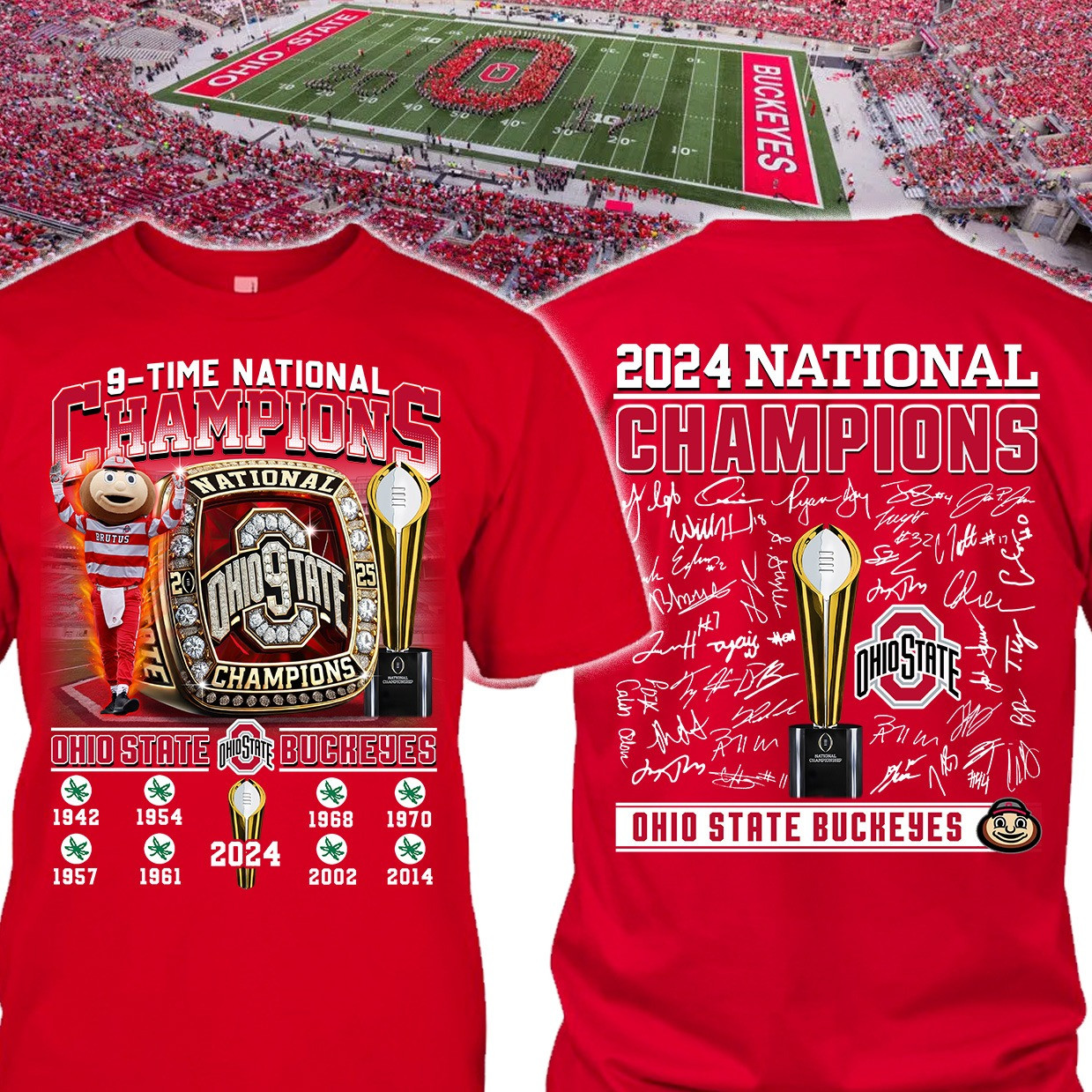 9 Times Ohio State Buckeyes National Champions Shirt OSU National Championship Merch Gifts Oregontrailrvpk Shirt