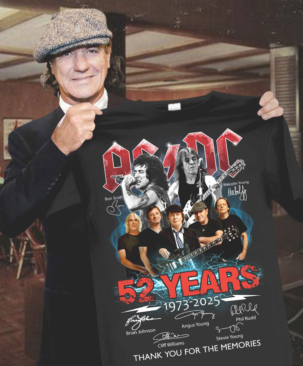 AC DC 52 Years 1973 2025 Thank You For The Memories T-Shirt Rock Band Oregontrailrvpk Shirt