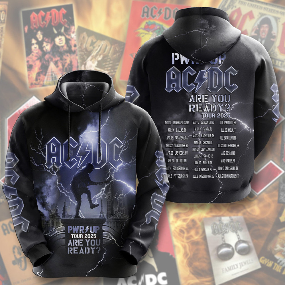AC DC Pwr Up Tour 2025 Are You Ready Hoodie ACDC Band Hoodie Rock Band