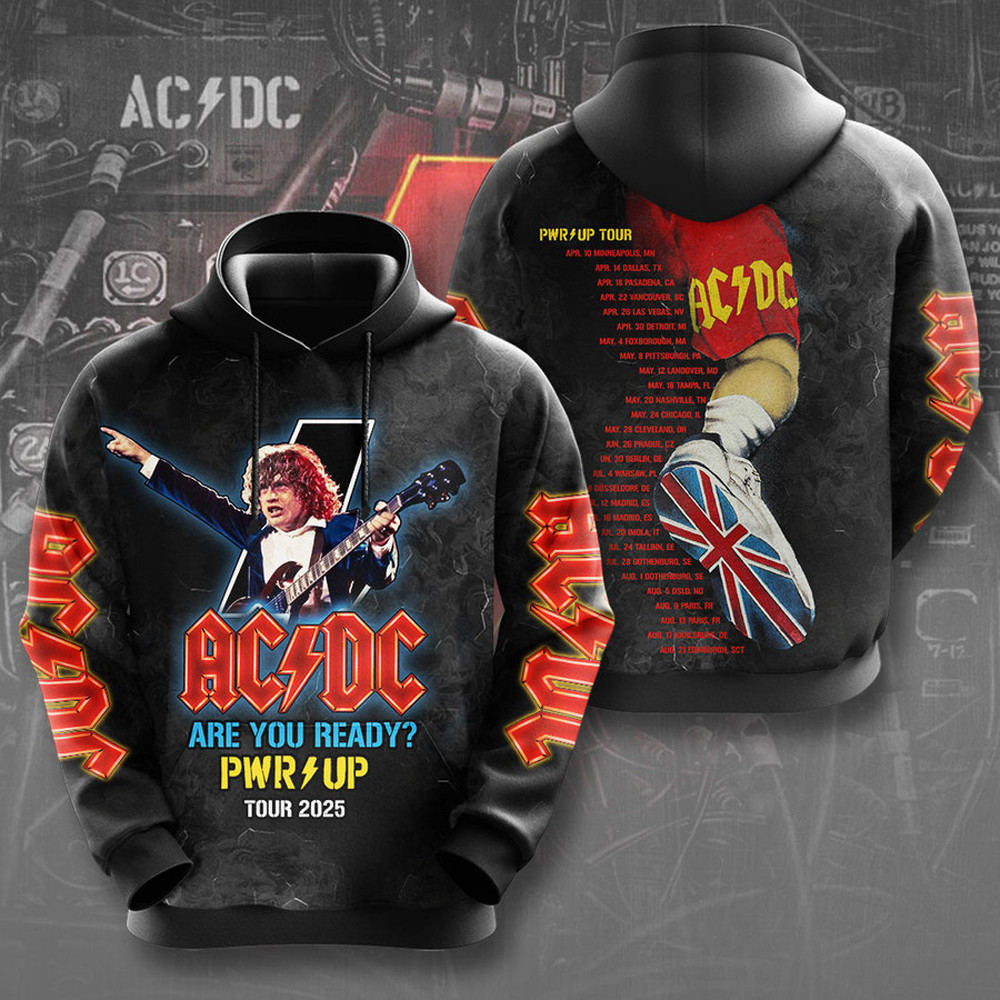 AC DC Pwr Up Tour 2025 Are You Ready Hoodie Rock Band Gifts