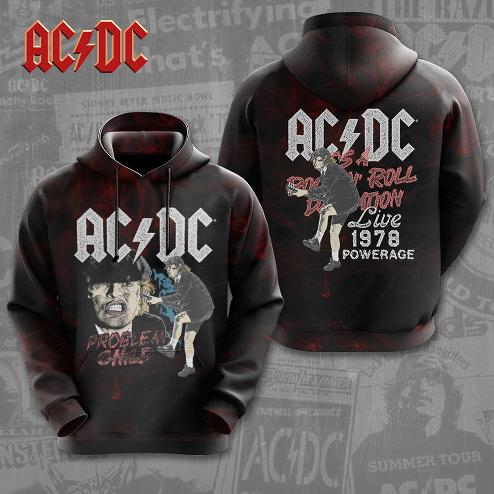 AC DC Pwr Up Tour 2025 Problem Child Hoodie Gifts For ACDC Rock Band Fans