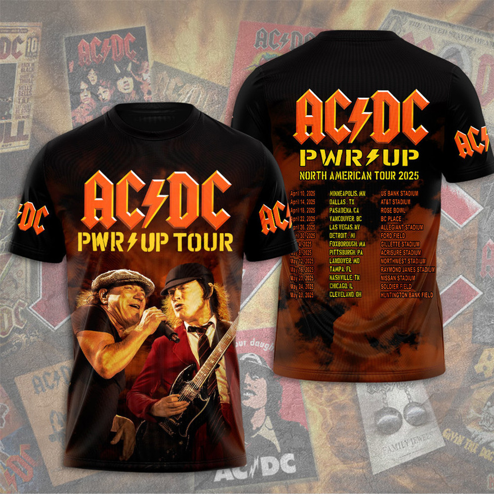 AC DC Pwr Up Tour 2025 Shirt Rock Band T-Shirt Oregontrailrvpk Shirt