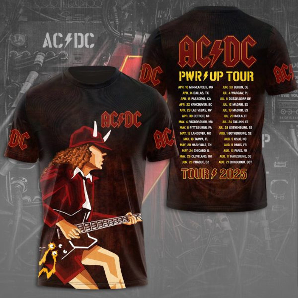 AC DC Pwr Up Tour 2025 T-Shirt Rock Band Gifts For Husband Oregontrailrvpk Shirt