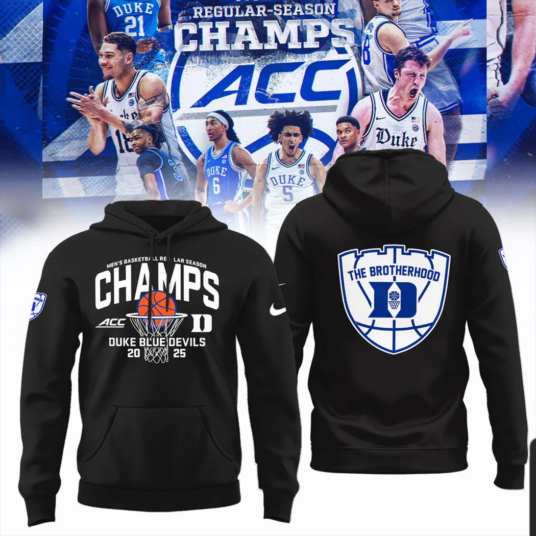 Acc Championship 2025 Hoodie Duke Blue Devils 2025 ACC Men's Basketball Regular Season Champions
