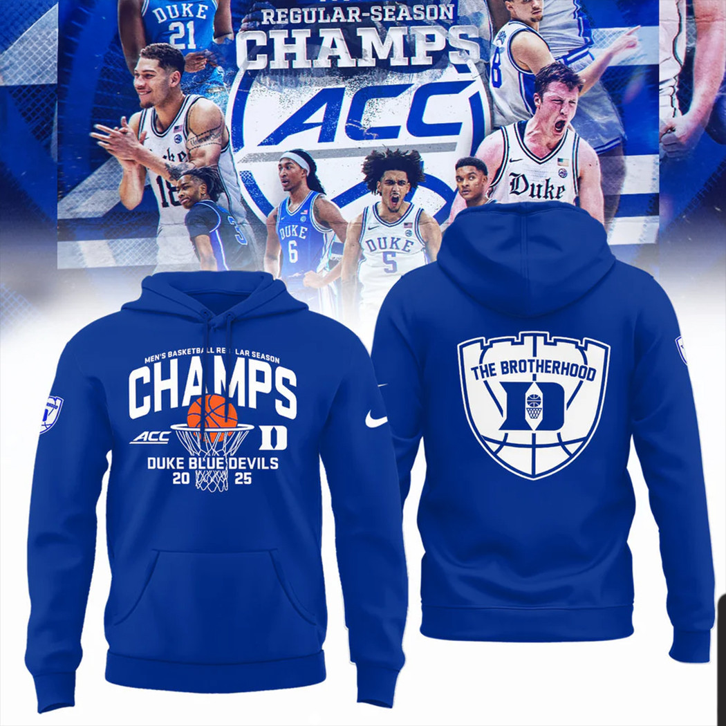 Acc Championship Hoodie Duke Blue Devils 2025 ACC Men's Basketball Regular Season Champions