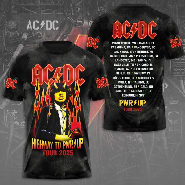 ACDC Highway To PWR UP Tour 2025 Shirt Rock Band Oregontrailrvpk Shirt