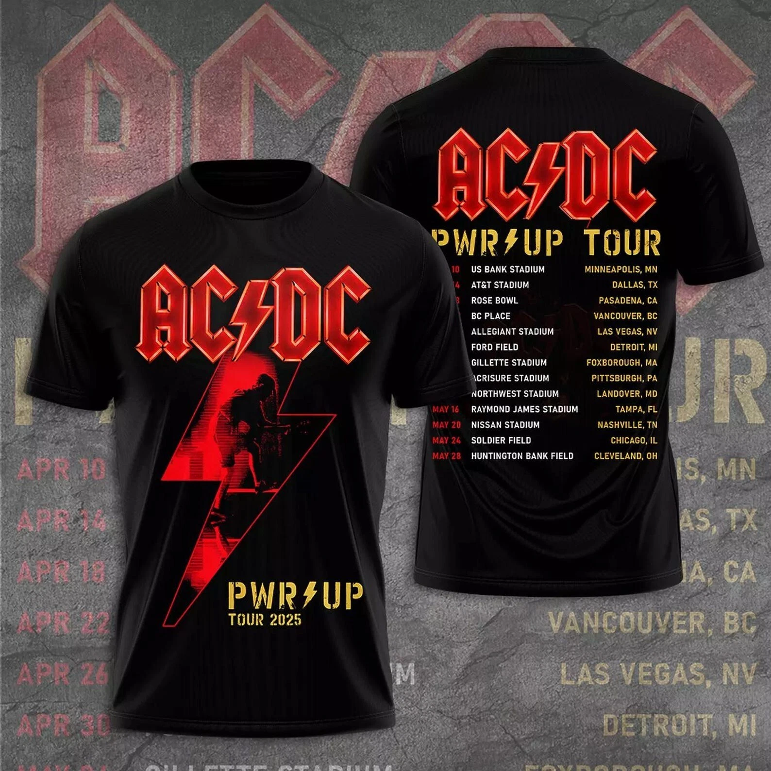 AC/DC North American 2025 Rock Music Band Tee Pwr Up Tour Fan T-Shirt Oregontrailrvpk Shirt