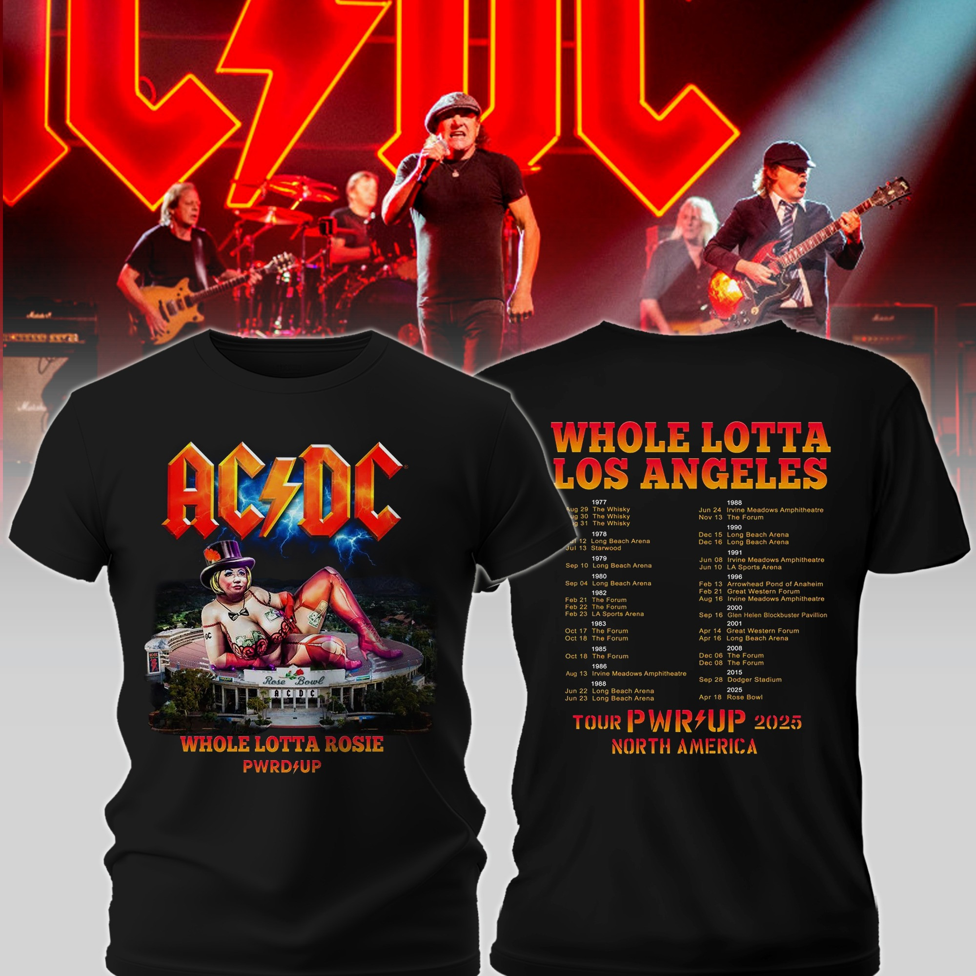 AC'DC Power Up Merch 2025 North American T-Shirt Whole Lotta Los Angeles ACDC Oregontrailrvpk Shirt
