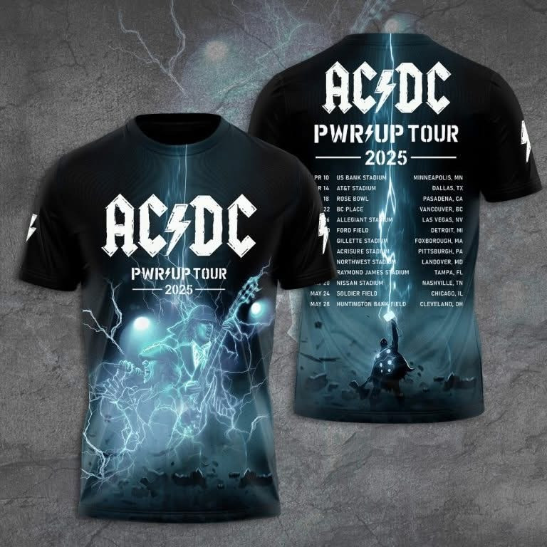 AC/DC Power Up North American Tour 2025 T-Shirt Merch Gift For ACDC Band Fans Oregontrailrvpk Shirt