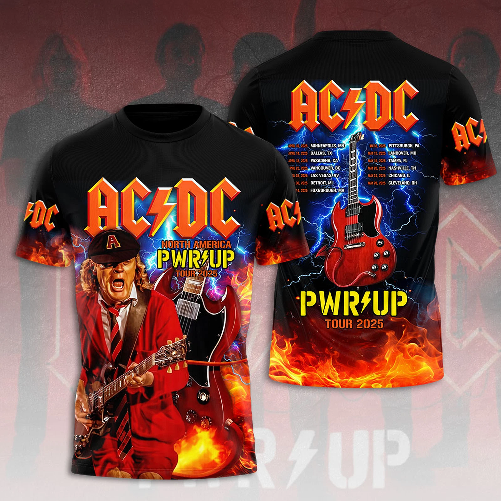 ACDC Power Up Tour 2025 3D Unisex Shirt Oregontrailrvpk Shirt