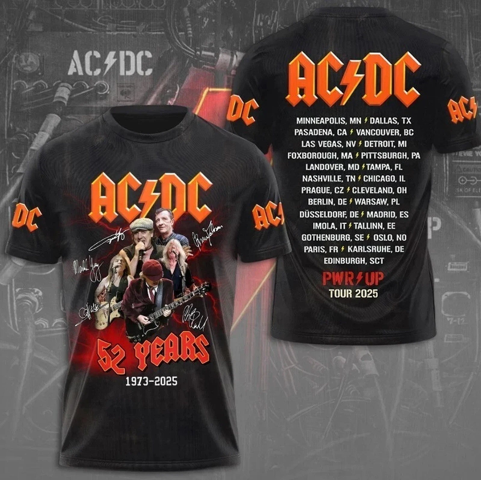 ACDC Power Up Tour 2025 52 Anniversary 1973-2025 US 3D T-Shirt Oregontrailrvpk Shirt