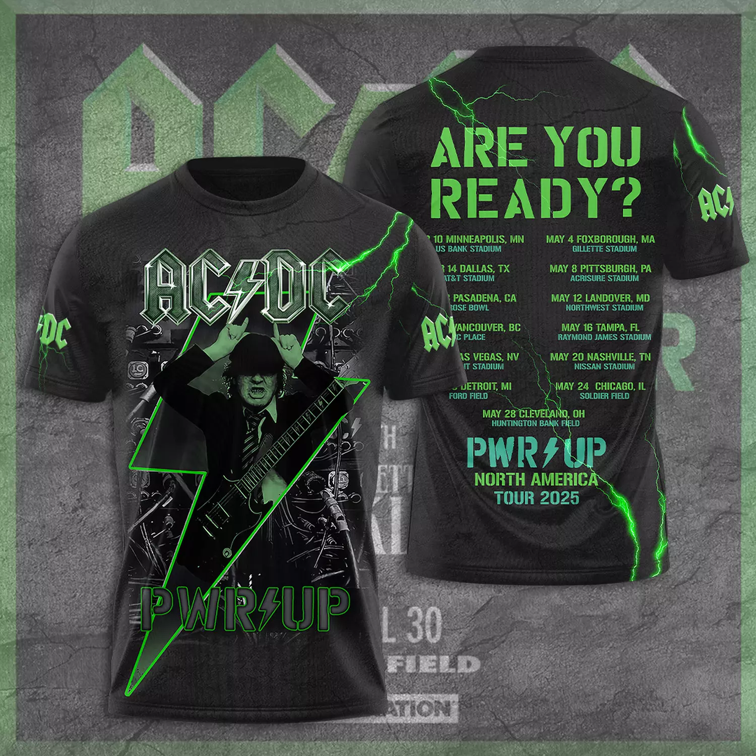 ACDC POWER UP TOUR 2025 LIMITED EDITION UNISEX 2 sided TSHIRT Rock Band Fan Gift Oregontrailrvpk Shirt