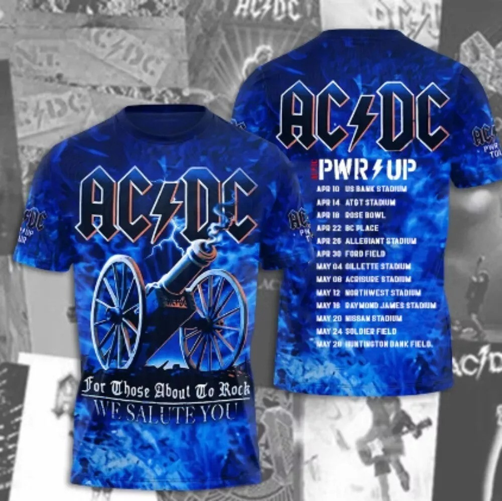 ACDC Power Up Tour 2025 T-Shirt Music Lovers Oregontrailrvpk Shirt