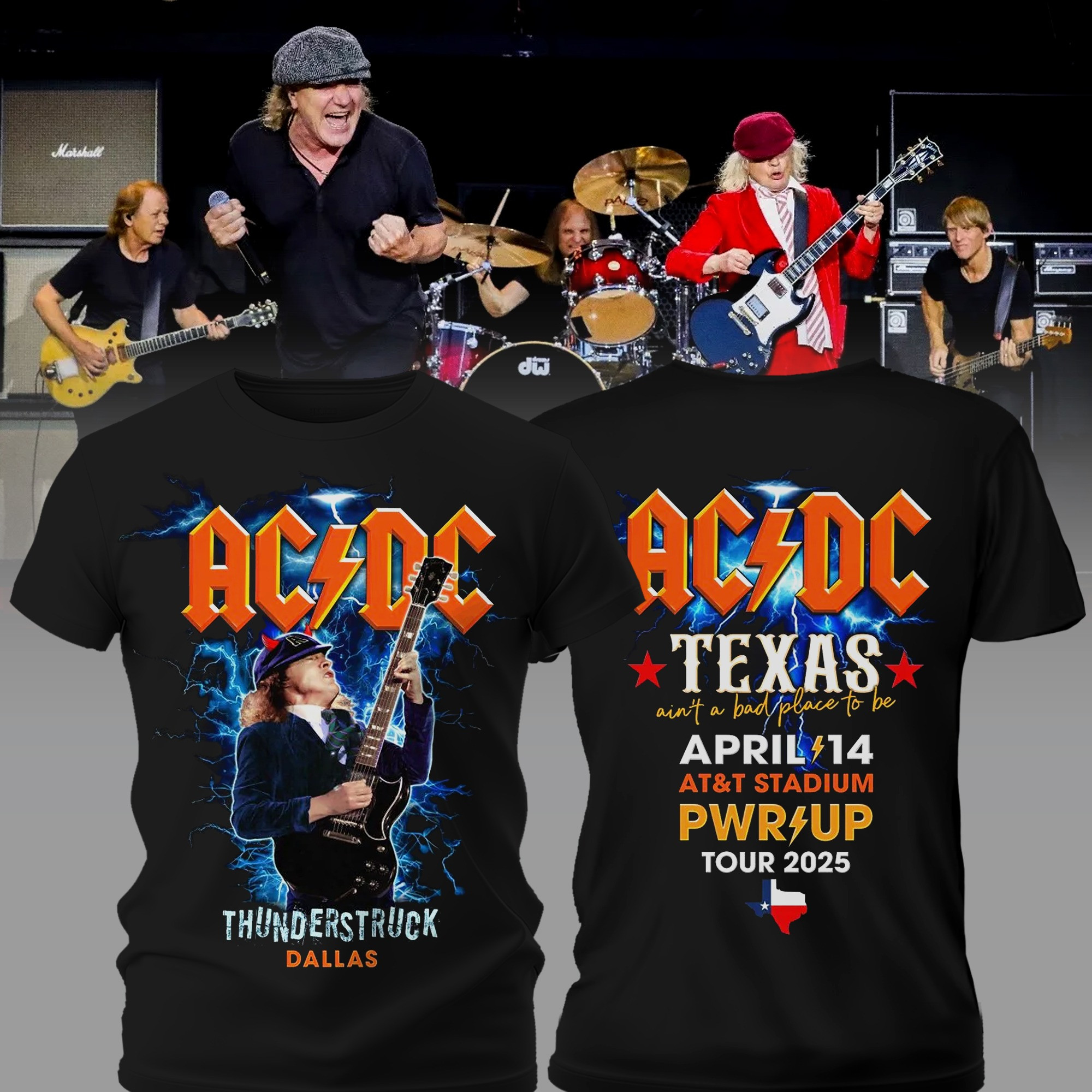 AC'DC Power Up Tour Merch 2025 T-Shirt Thunderstruck Dallas Texas Oregontrailrvpk Shirt