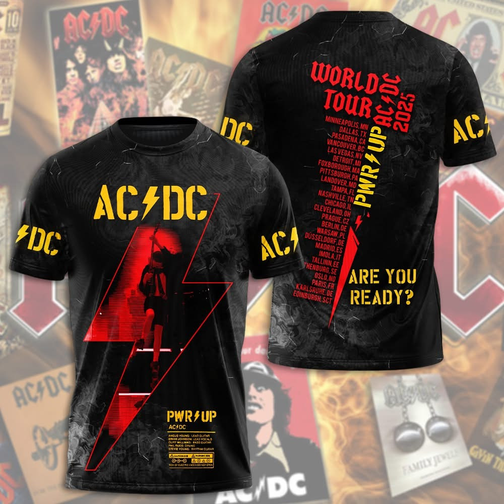 AC'DC Power Up World Tour 2025 T-Shirt ACDC Tour Merch Apparel Best Gifts For Rock Fans Oregontrailrvpk Shirt