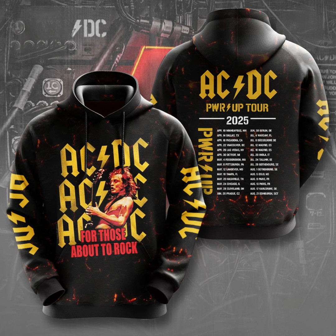 ACDC Pwr Up 2025 For Those About To Rock 3D Hoodie Gift Ideas For Music Lovers