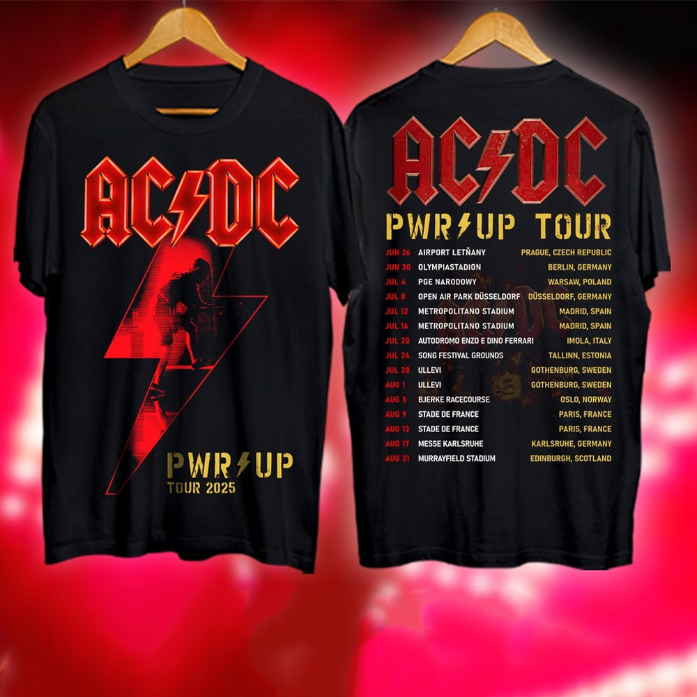 AC'DC Pwr Up Europe Tour Tour 2025 T-Shirt AC'DC Power Up Europe Tour Collect Merch Gifts Oregontrailrvpk Shirt