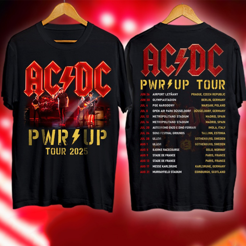 AC'DC Pwr Up Europe Tour Tour 2025 T-Shirt AC'DC Power Up Europe Tour Merch Best Oregontrailrvpk Shirt