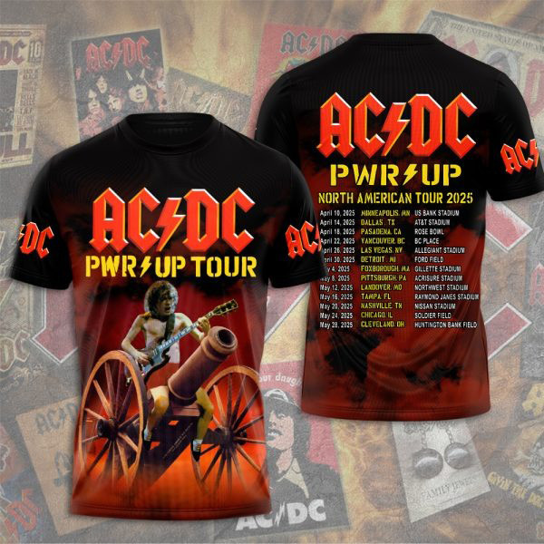 ACDC Pwr Up North American Tour 2025 Shirt Rock Band Oregontrailrvpk Shirt