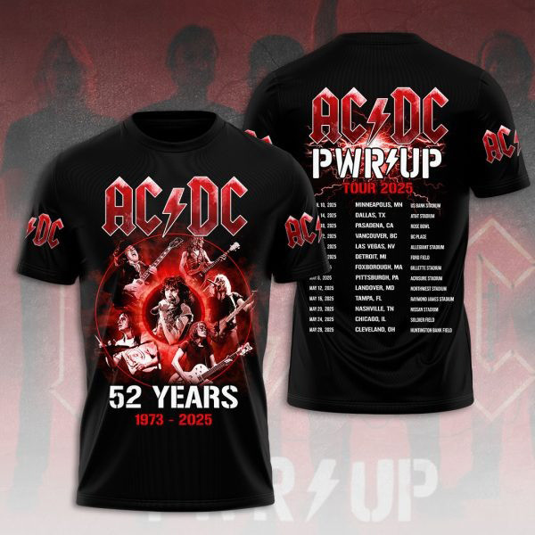 ACDC Pwr Up Tour 2025 52 Years 1973 2025 Shirt Oregontrailrvpk Shirt