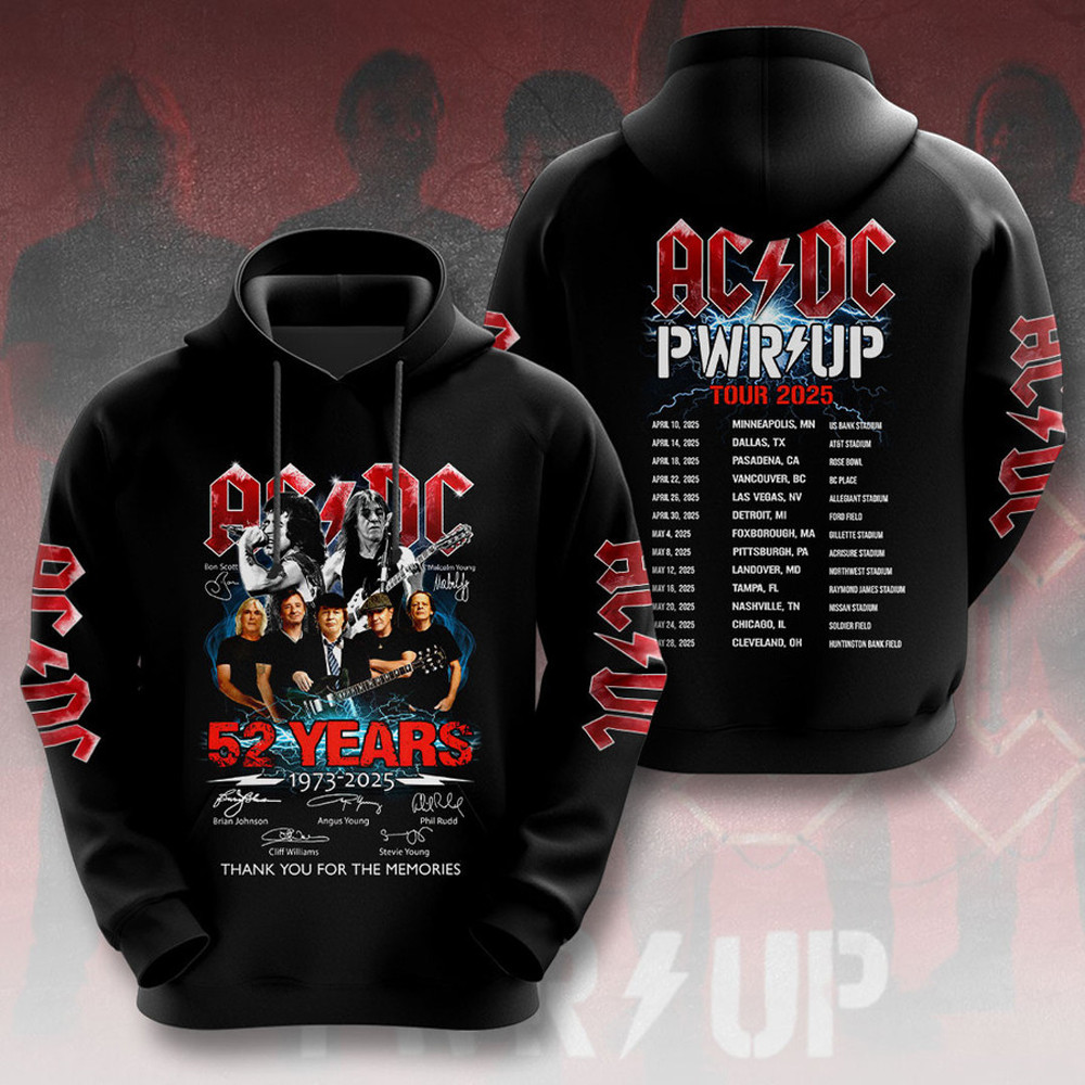 ACDC Pwr Up Tour 2025 Hoodie Best Gifts For Concert Lovers
