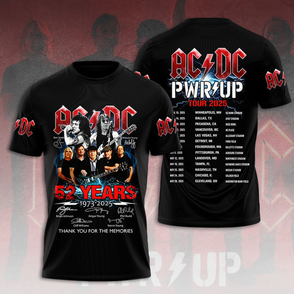 ACDC Pwr Up Tour 2025 T-Shirt Best Gifts For Concert Lovers Oregontrailrvpk Shirt