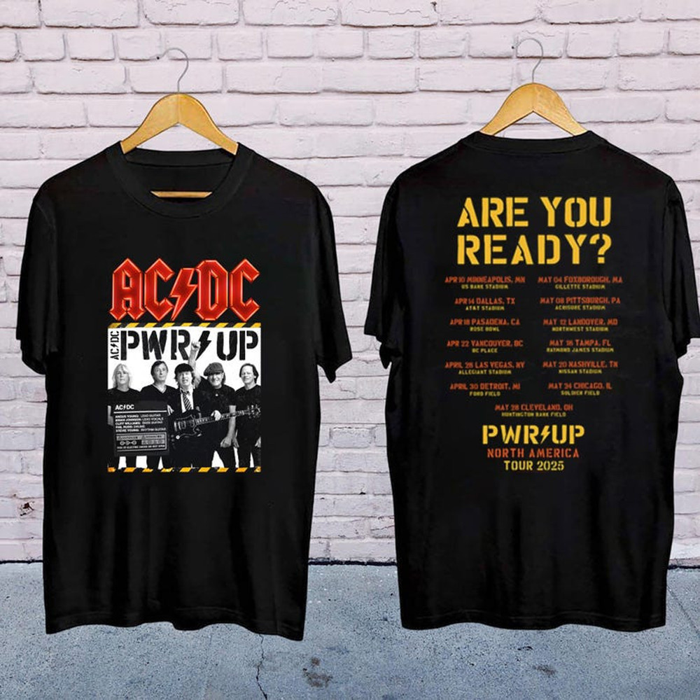 ACDC Pwr Up Tour 2025 T-Shirt For ACDC Band Fans Oregontrailrvpk Shirt