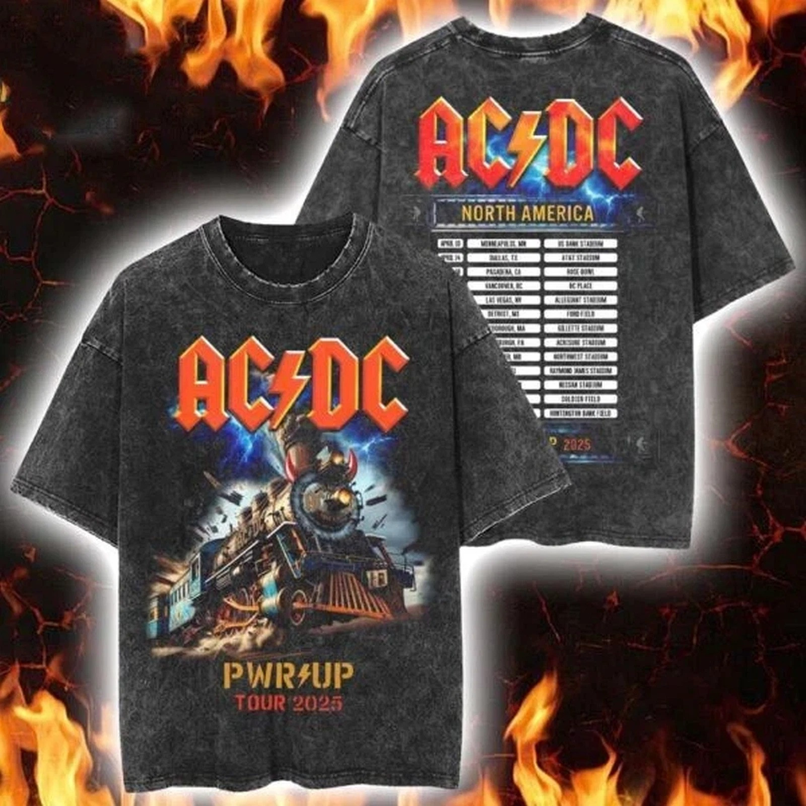 ACDC Rock N Roll Train PWR UP Tour North America 2025 T-Shirt Best Oregontrailrvpk Shirt