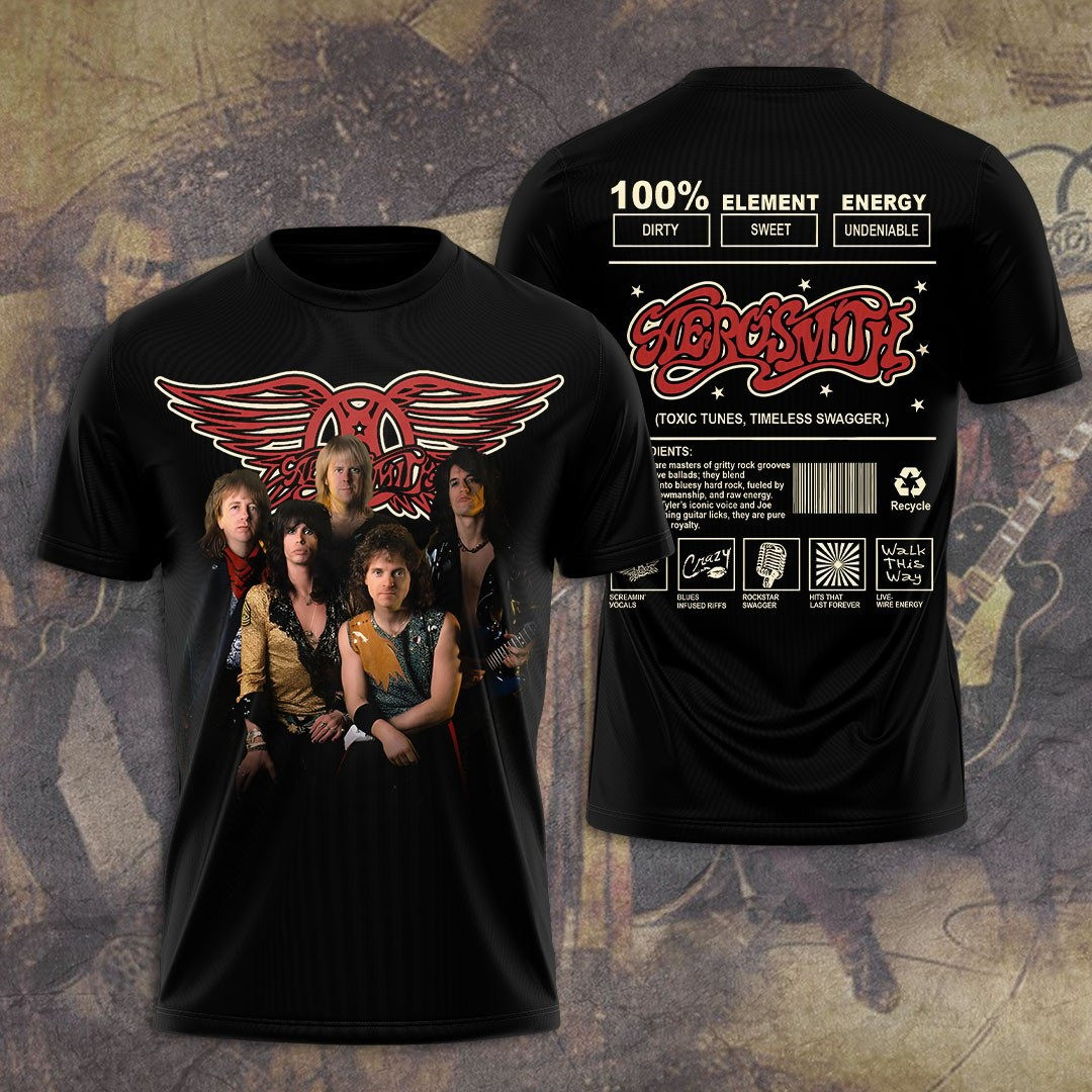 Aerosmith 3D T-Shirt Rock Music Oregontrailrvpk Shirt