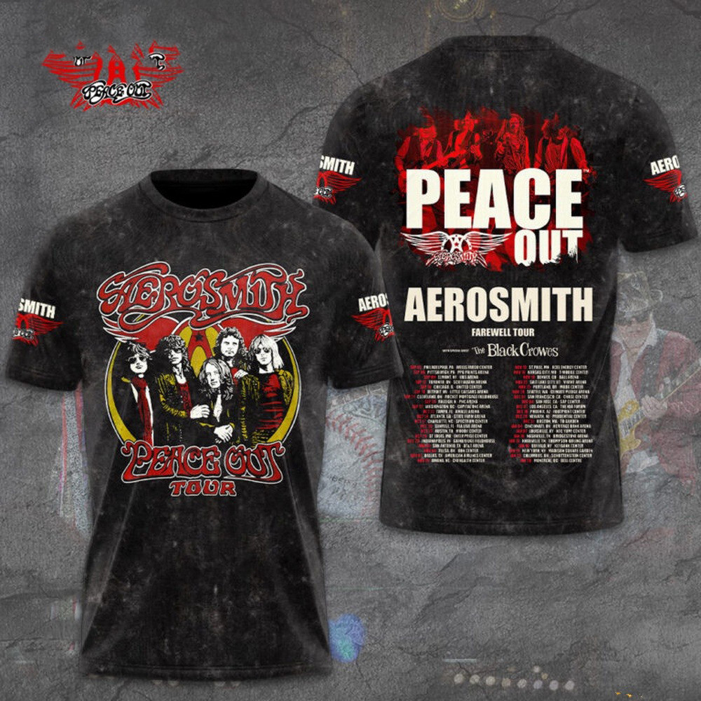 Aerosmith Peace Out Farewell Tour Schedule Shirt Gifts For Rock Band Fans Oregontrailrvpk Shirt