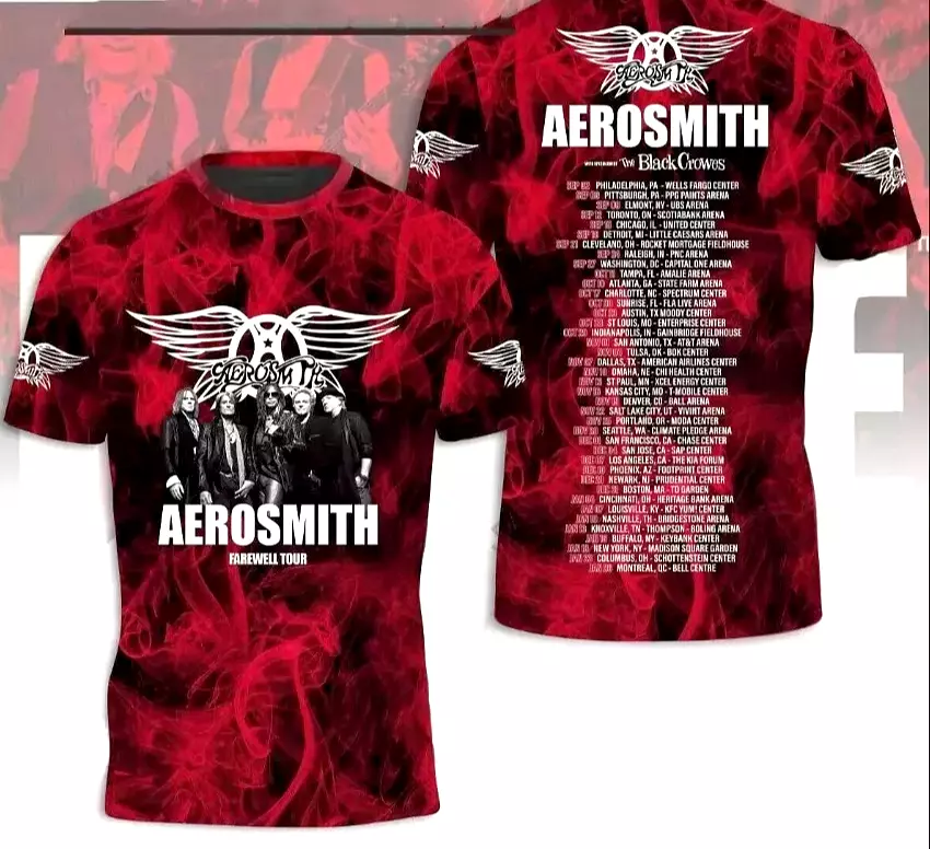 Aerosmith Tour 2024 2025 T-shirt Aerosmith Peace Out Farewell Tour 3D Shirt Oregontrailrvpk Shirt