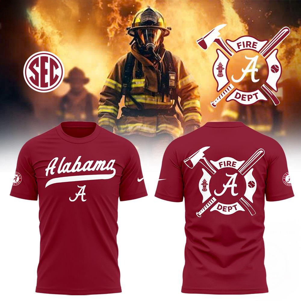 Alabama Crimson Tide Baseball x Firefighter Appreciation 2025 Red Shirt Cool Baseball Gifts Oregontrailrvpk Shirt