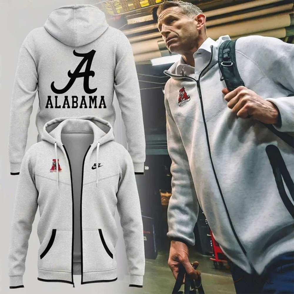 Alabama Crimson Tide Coach Nate Oats Uniform Zip Hoodie Gifts For Football Fan