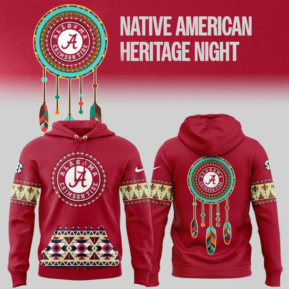 Alabama Crimson Tide Football Native American Heritage Red Hoodie Football