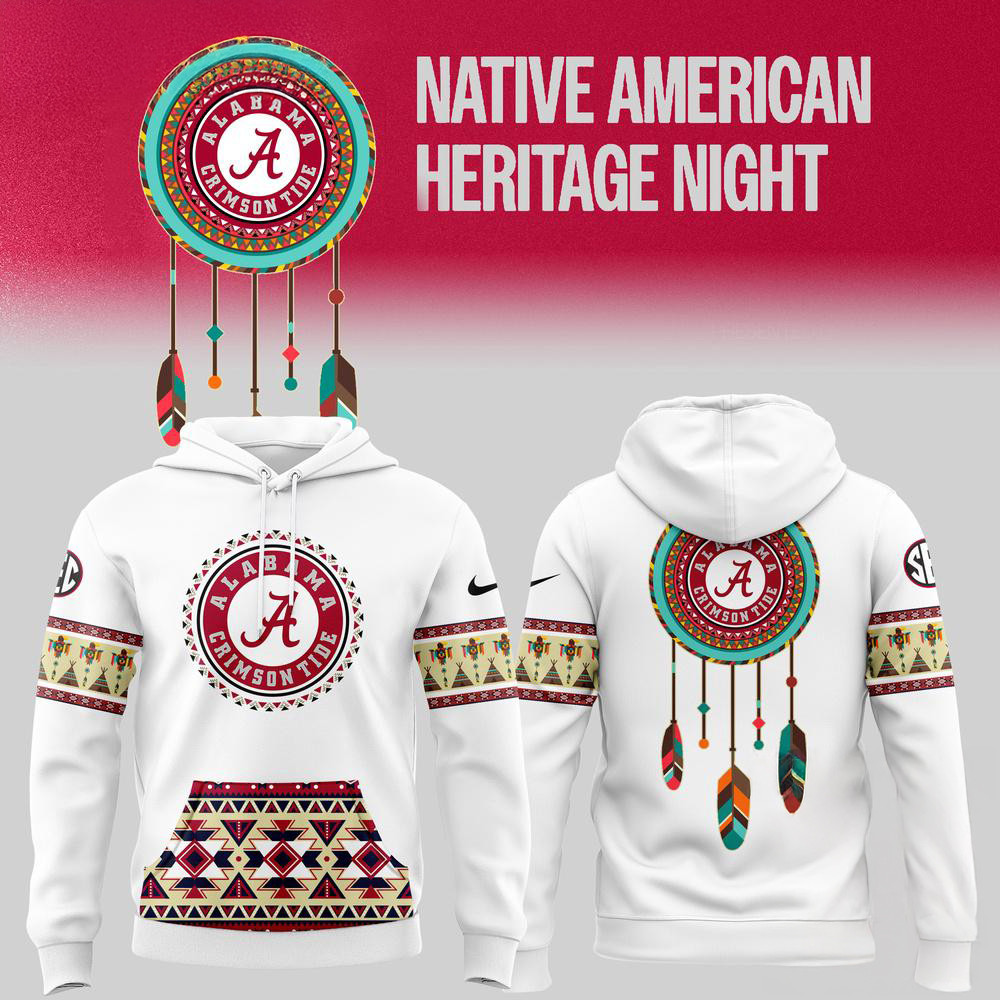 Alabama Crimson Tide Football Native American Heritage White Hoodie Football