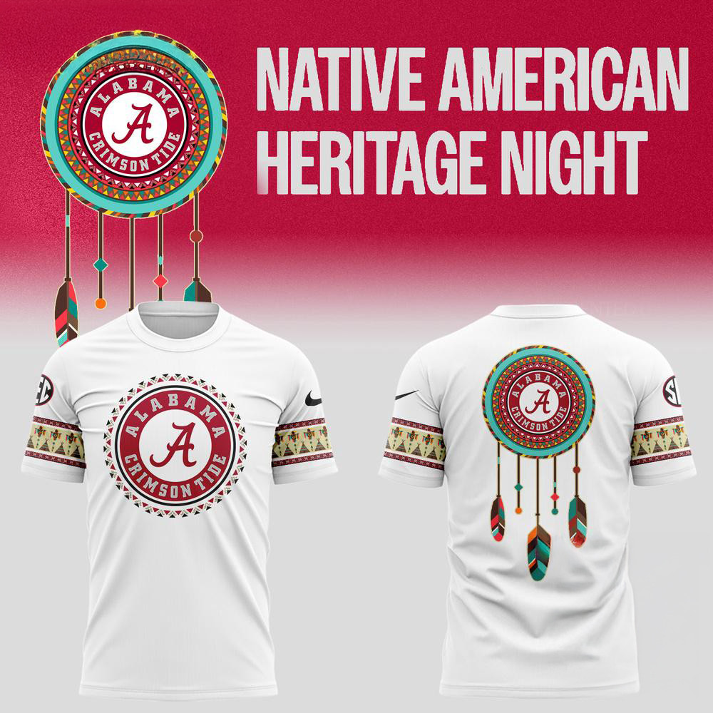 Alabama Crimson Tide Football Native American Heritage White Shirt Football Oregontrailrvpk Shirt